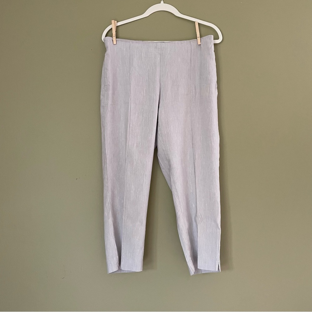 EUC J. Jill Gray Linen Blend Tapered Crop Pull On Pants - S